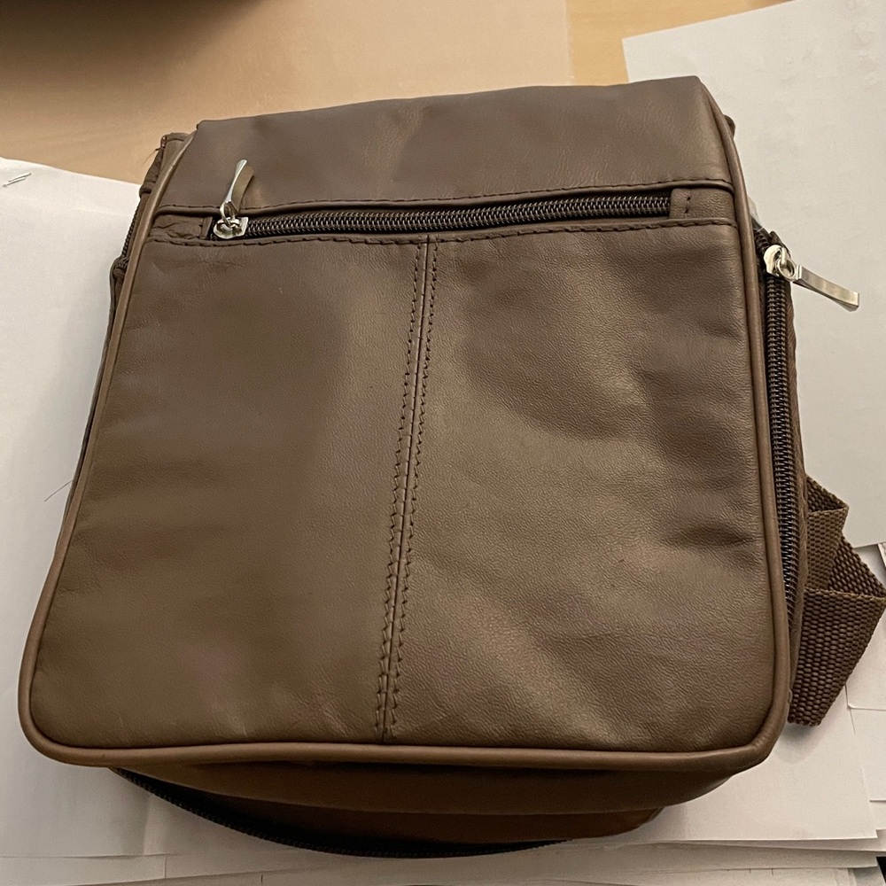 Buxton Brown Leather Crossbody Bag